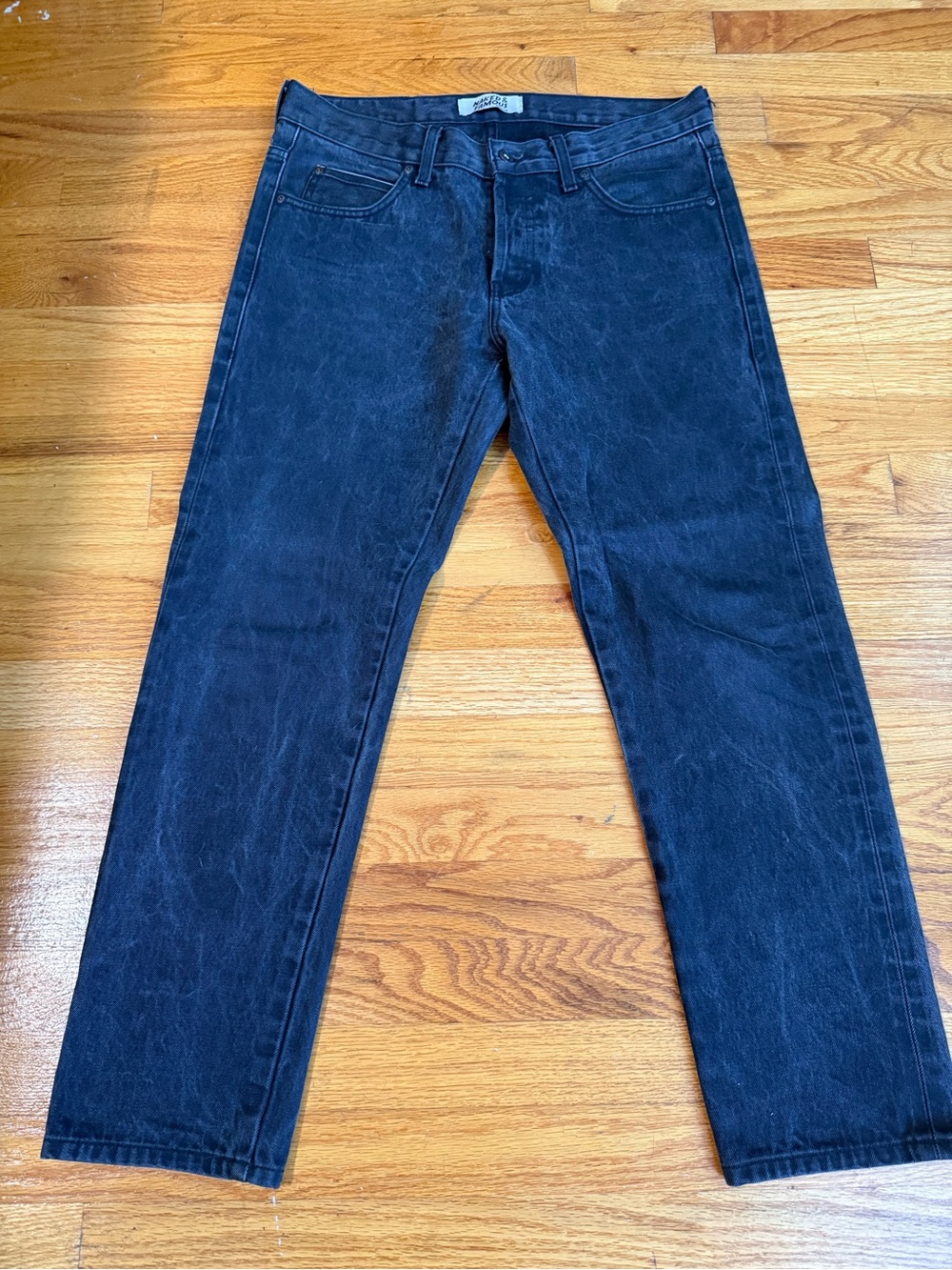 Naked & Famous Denim: Super Skinny Guy Solid Black Selvedge size 34